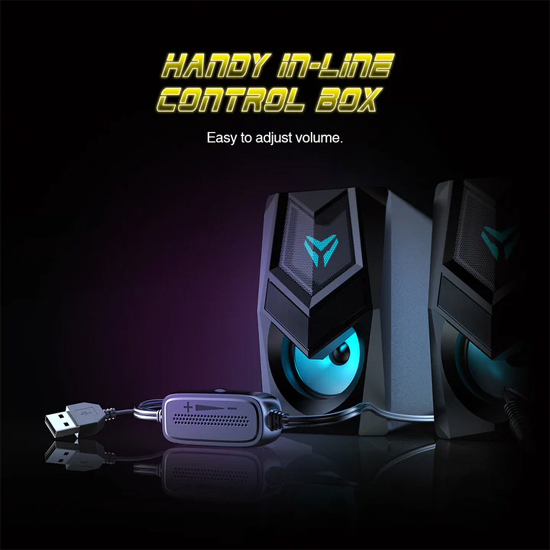 Micropack GS-02 Wired Rainbow 3.5mm and USB Gaming RGB Speakers. 