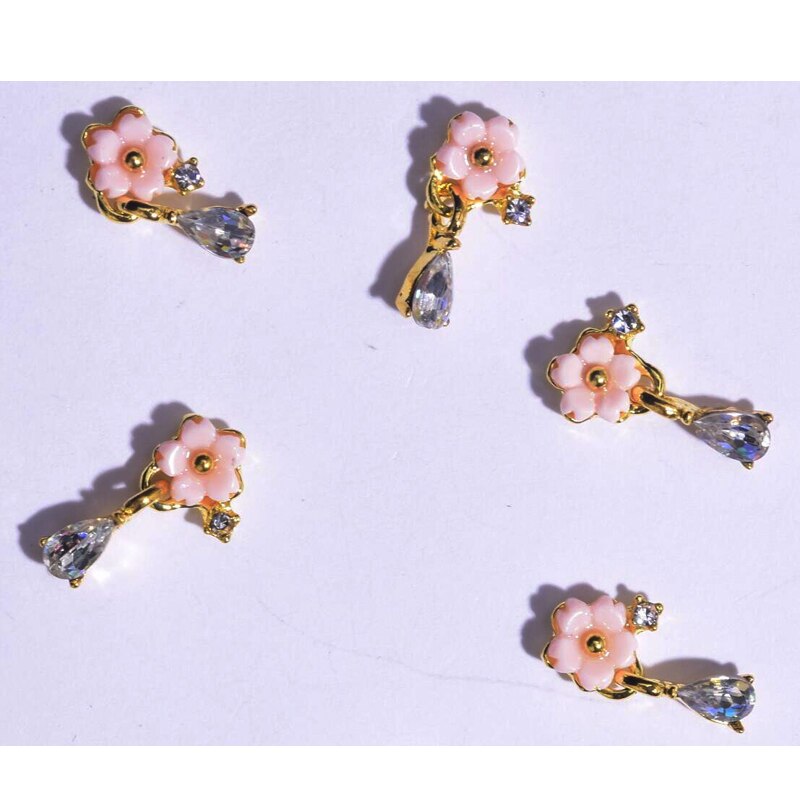 【happy one】10-16mm 10pcs Nail Charms Pierced Fingernail Jewelry 14 Styles of Charms Pearl L-Long Reusable nail nail charms. 