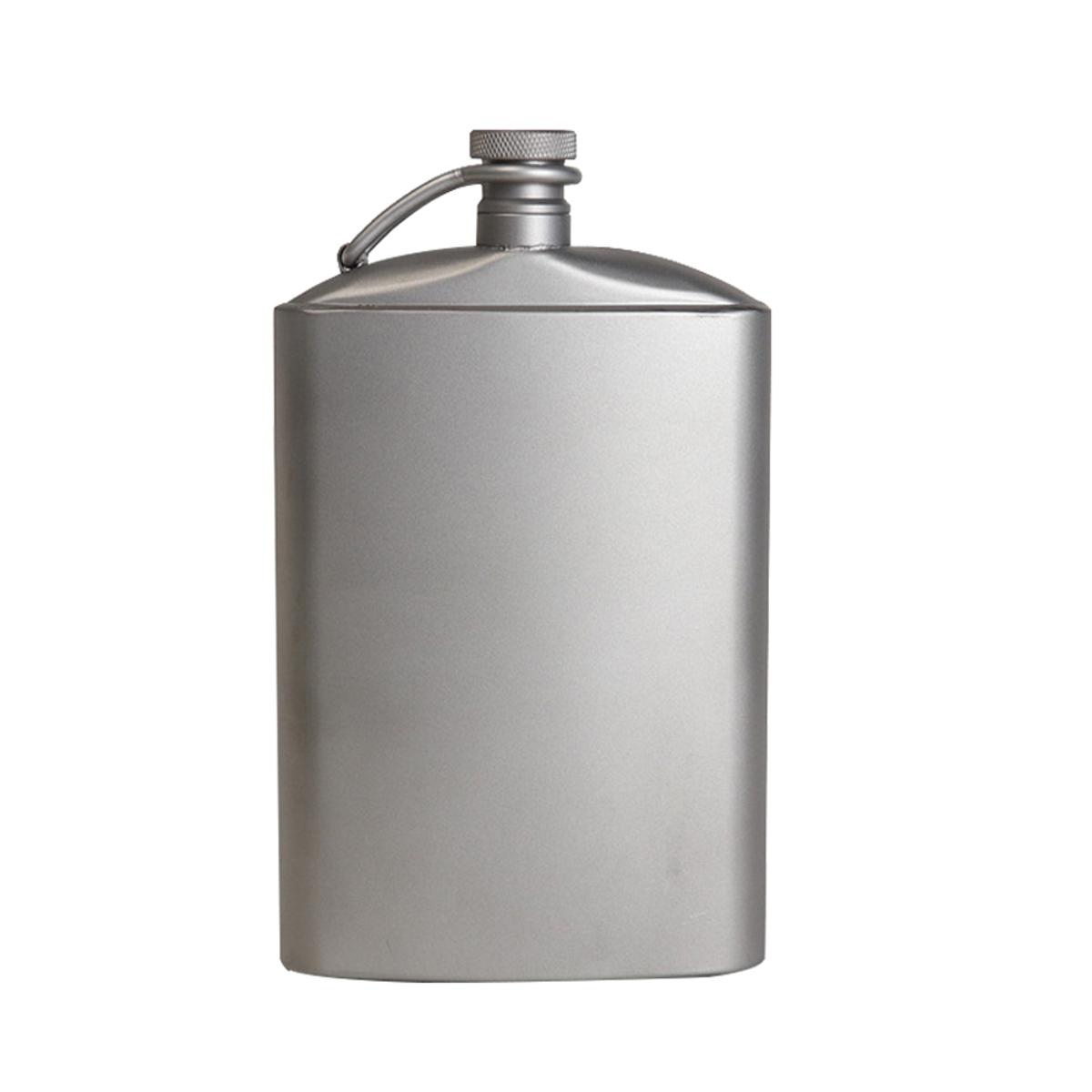 Silverant Titanium Flask Wi-ne Hip Flagon with Screw Cap Clip Ultralight Hydration Flat Bottle with Ti Funnel for Outdoor Hiking