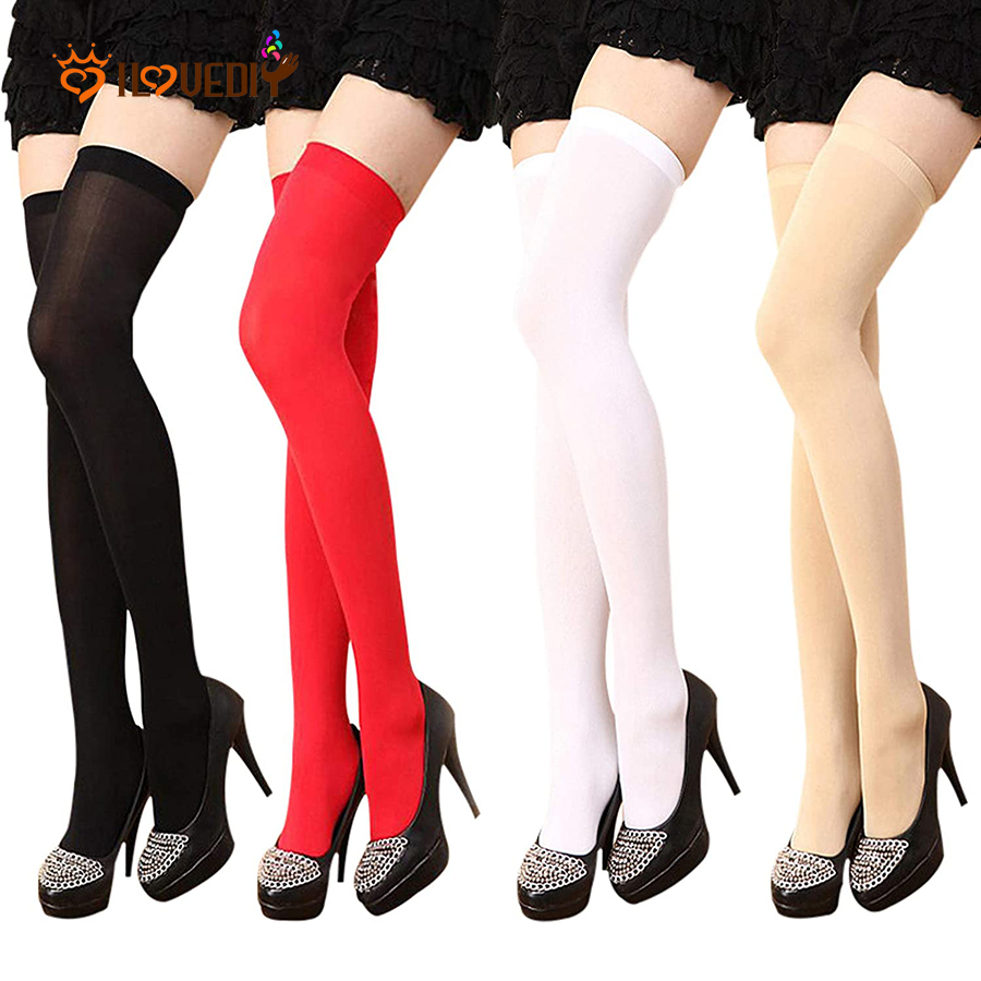 【sale／82off】 Adult Women Knitting Solid Color Knee High Socks Cotton Fashion Long Stockings 6666