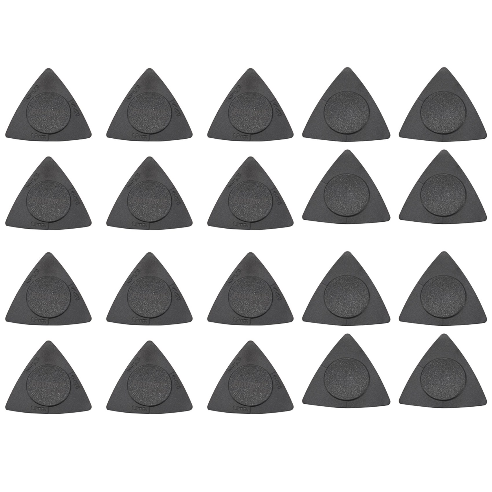 20Pcs Flanger Triangle-Guitar Picks 1.0 0.75 0.5 mm Thickness in PC + ABS Material Antislip Style Picks Black