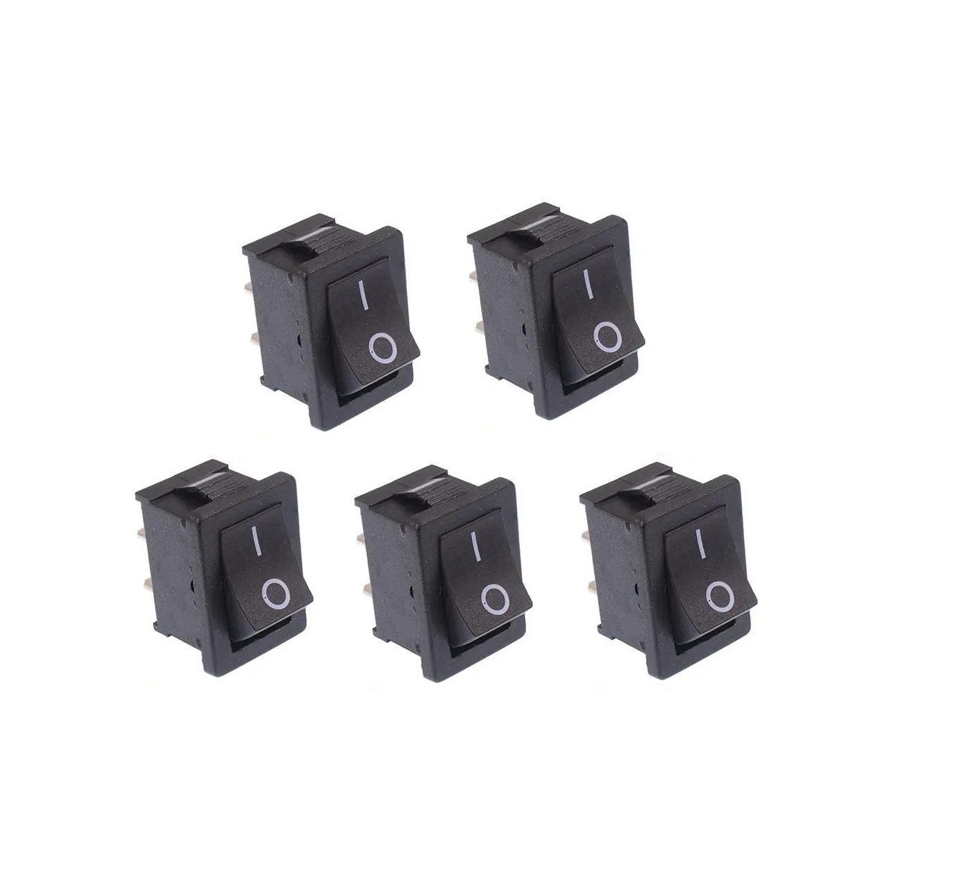 6A 250V black color DPST Vertical rocker switch 5 Ps. 