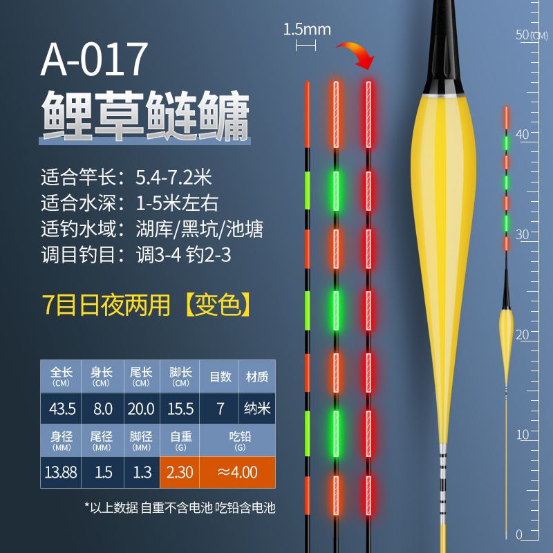 Super Bright Electronic Luminous Drift Bite Hook Color-Changing Float High Sensitive Eye-Catching Day and Night Dual-Use Fish Float Luminous Float Catfish Float Fish Float. 