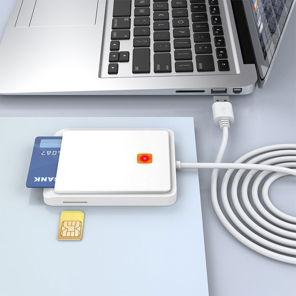 USB 2.0 Smart Card Reader Memory for ID Bank SIM CAC ID Card Cloner Connector Adapter for Windows XP Windows 7/8/8.1/10. 