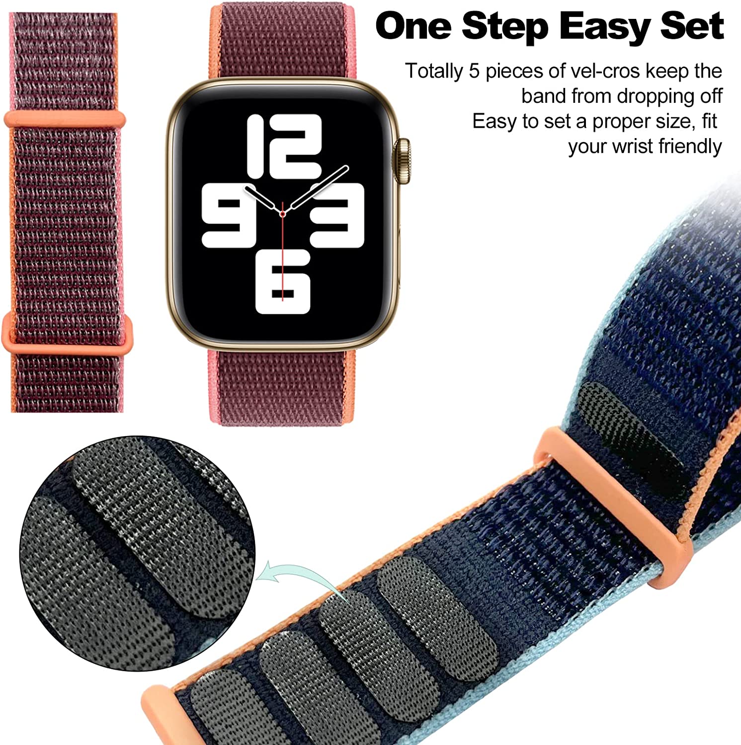 45mm/49mm New Edition Sport Nylon Fabric Adjust Strap For iWatch Series 8/7 Smartwatch. 