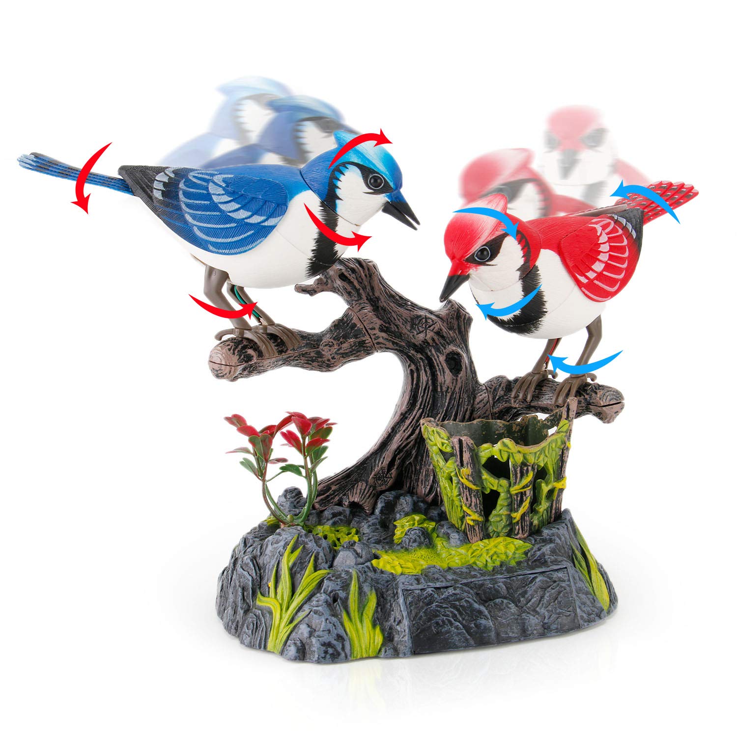 Liberty Imports Singing and Chirping Birds - Realistic Sounds and Movements (Blue Jays). 