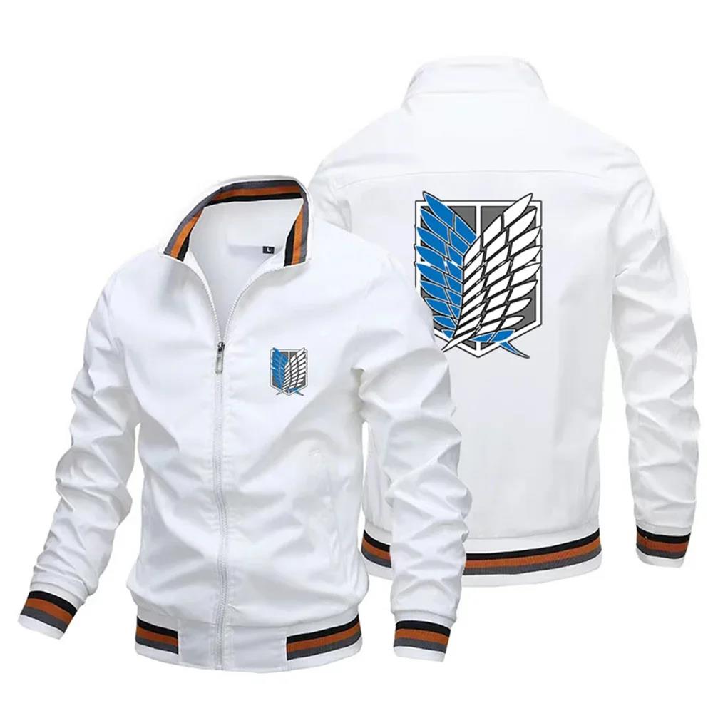 2024 Japanese Manga Print Attack on Titan Print Baseball Jacket Men's Jacket Street Y2k Harajuku Style Jacket Biker Jacket S-4XL. 