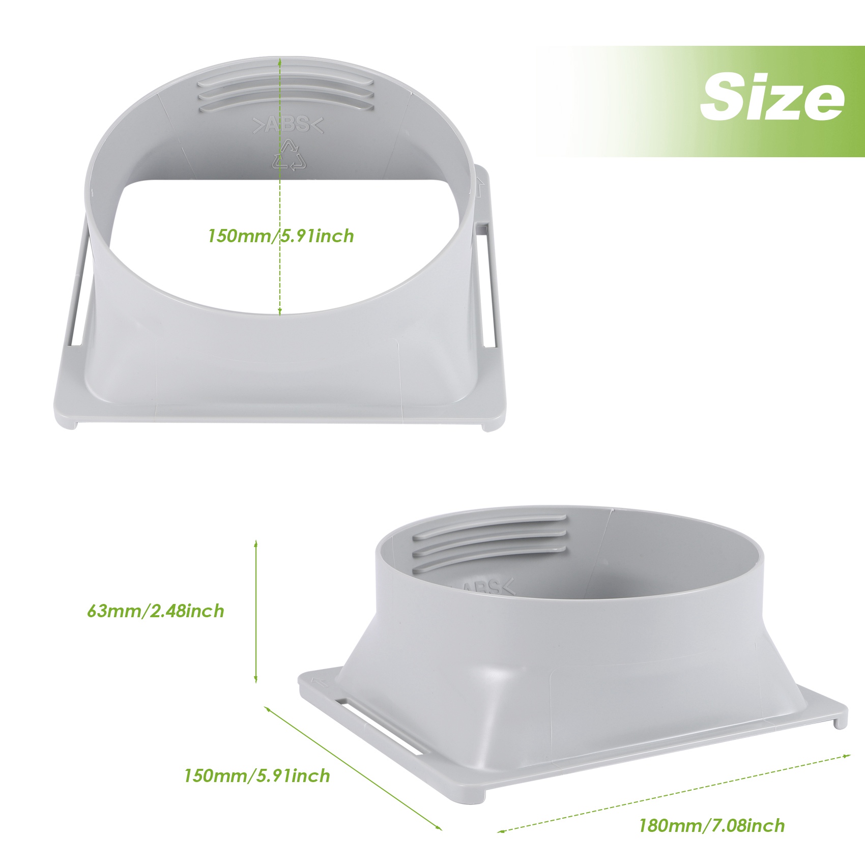 Portable Air Conditioner Exhaust Hose Coupler Window Adapter A/C Unit Tube Connector Parts & Accessories Square to Round. 