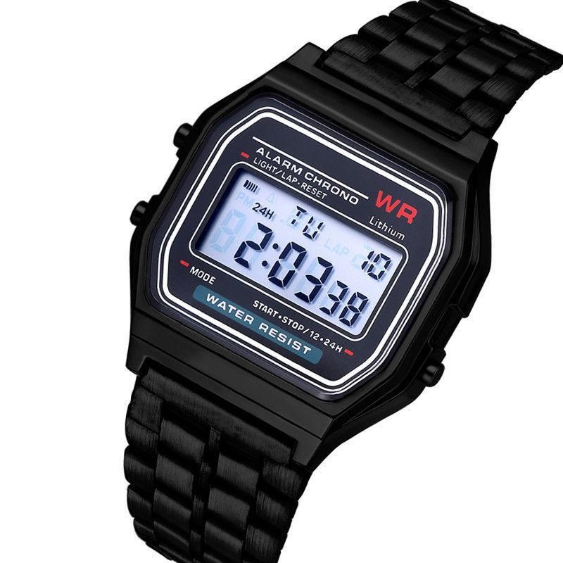 New Aw Metal trap Wr Fahion Tide Gold And ilver Cold Light Fw Electronic Meter Watch. 