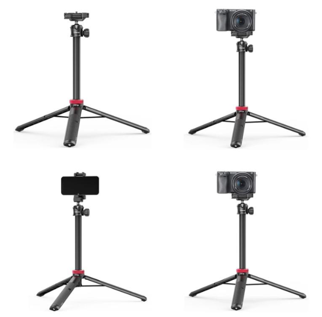 Ulanzi MT-44 Extendable Mini Tripod Stand Flexible Portable Selfie Stick with 360° Rotatable Ball Head Quick Release Plate Phone Clip Max. Load Bearing 1.5kg for Camera Live Streaming Vlog Video Photography. 