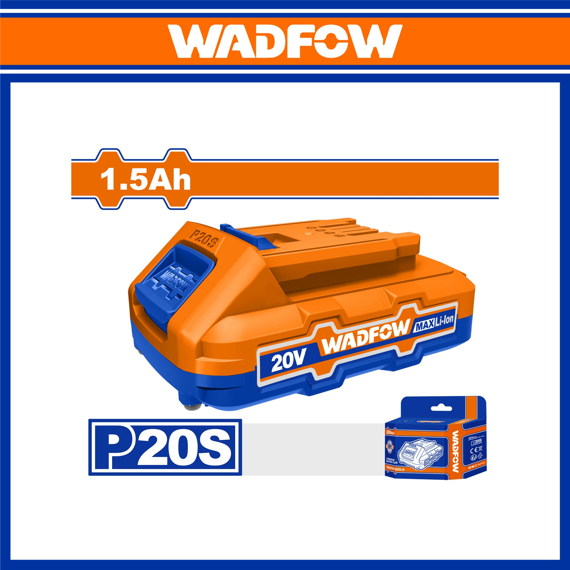 WADFOW 20V 1.5AH Lithium-ion Battery Pack  For P20S cordless tools  WLBP515
