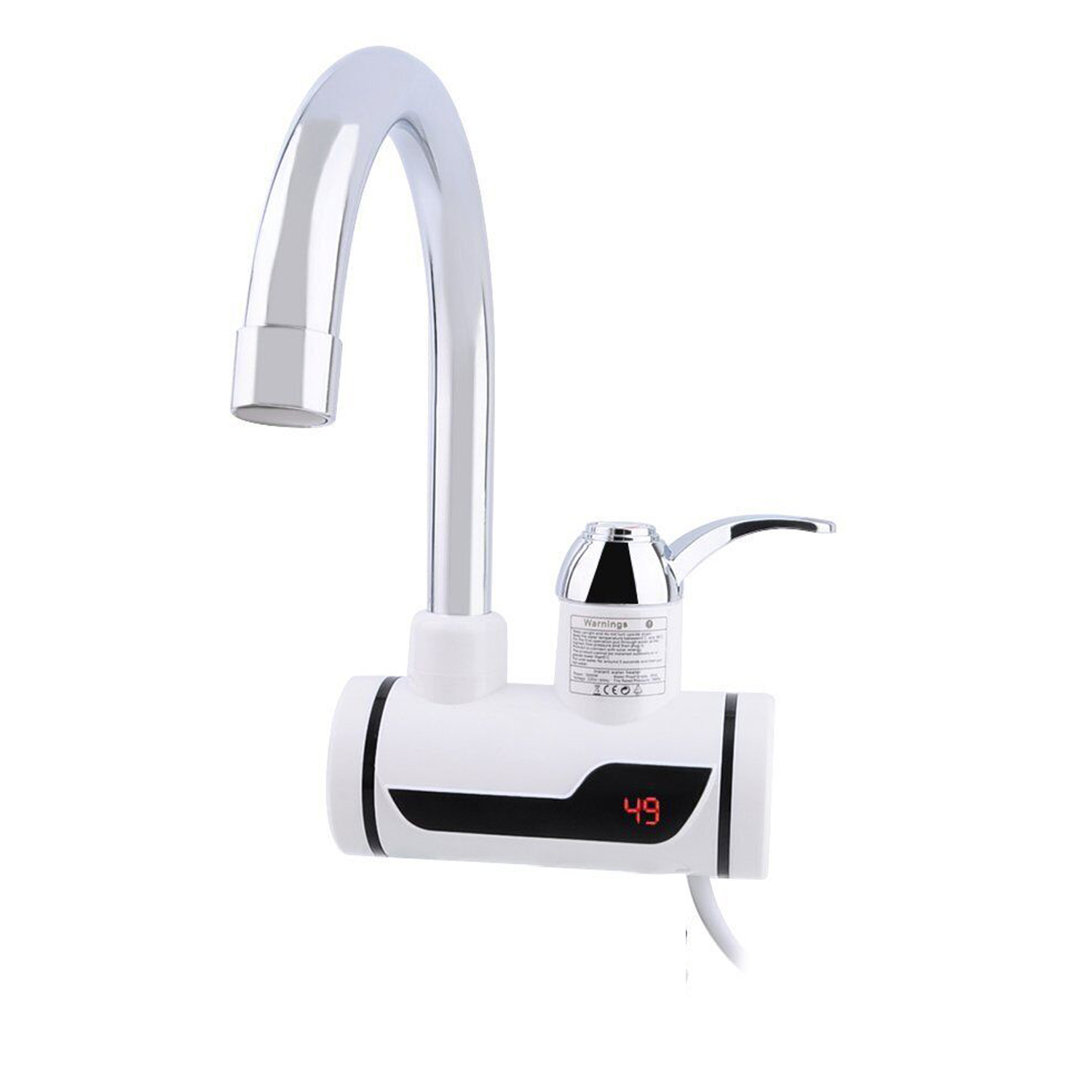 Instant Water Heater Geyser Tap Wall Type for Hot And Cold Water with LED Digital Temperature Display Shock Proof Electric Heater Tap. 