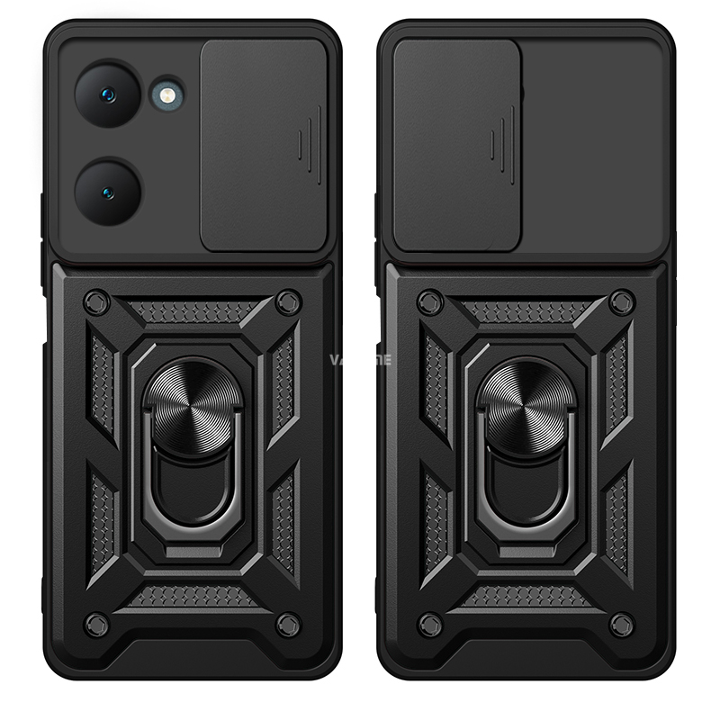 Vantime for vivo Y03 / Y03t / Y18 / Y18s / Y28s 4G 5G Case Hard Sliding Lens Protect Stand Holder Back Cover. 