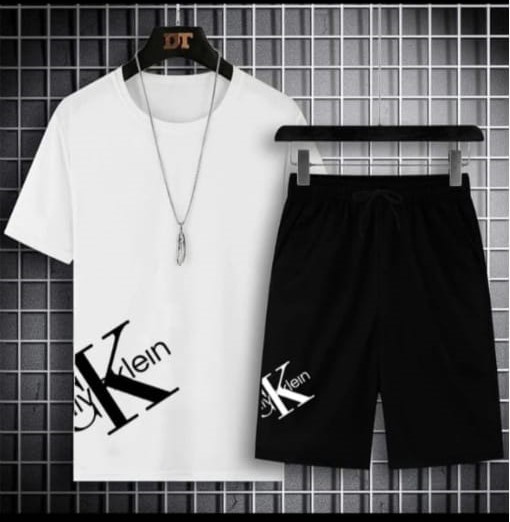 Summer White & Black Combo Set Half Sleeve T-Shirt & Quarter Pant For Men - T Shirt & Pant For Boys