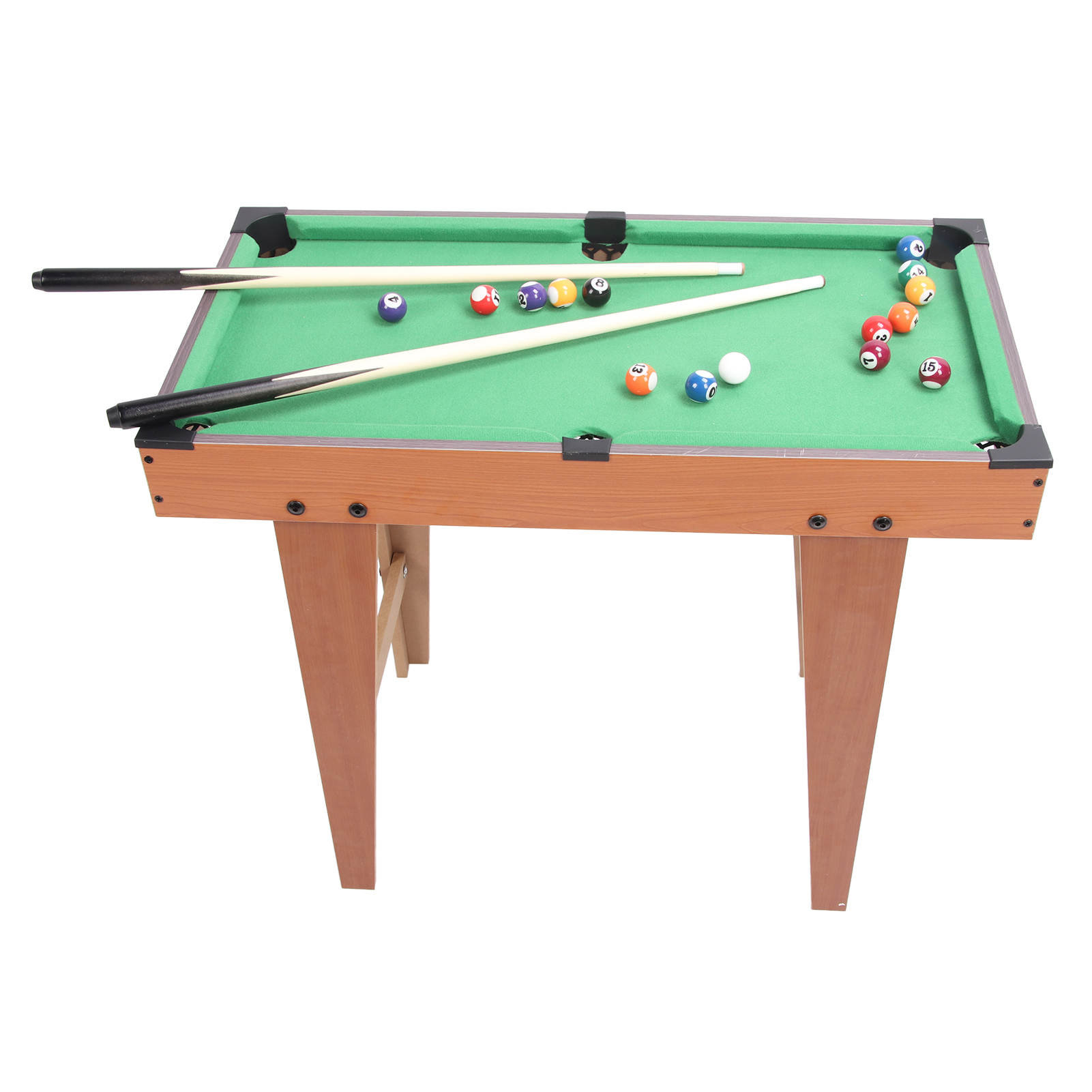 Tabletop Pool Table for Kids, Billiards Table for Kids Portable 1 Cue Ball 1 Racking Triangle 2 Pool Sticks 15 Colored Balls 1 Brush for Family Game Room. 