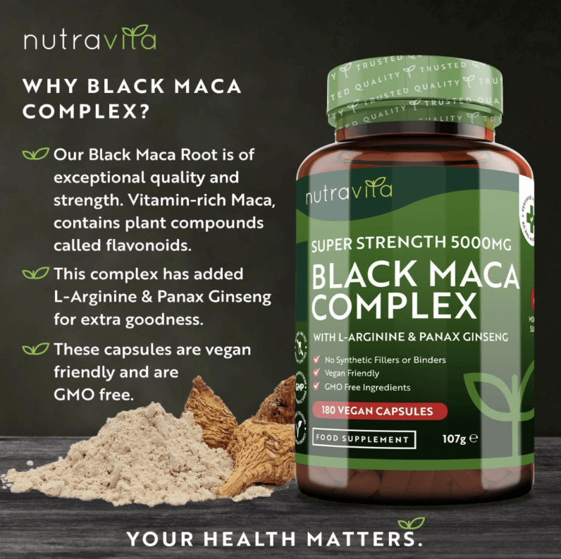 Nutravita Black Maca Complex 5000mg UK 180 counts. 