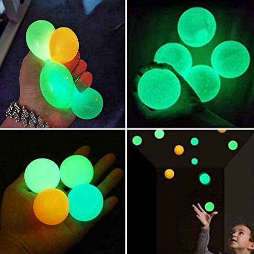 Stress Reliever Sticky Squeezy Ball & Luminous Squishy Balls Glow In The Dark Stick Wall Toy Globbles Decompression Toy Sticky Target Ball Catch Throw Ball