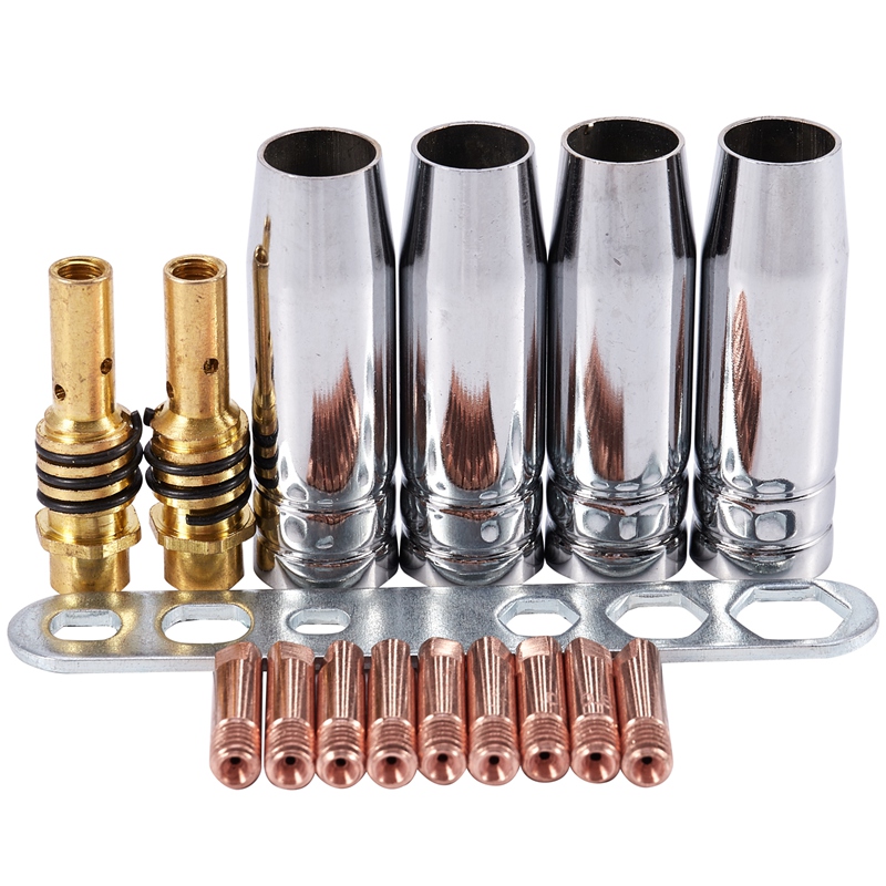 17Pcs/ 15Ak Mig/Mag Welding Nozzle Contact Tips 0.8X25Mm M6 Gas Connector Holder