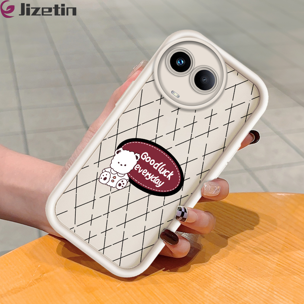 Jizetin for Realme 11 5G Back Cover Luck White Bear Ladder Camera Soft Rubber Mobile Phone Case