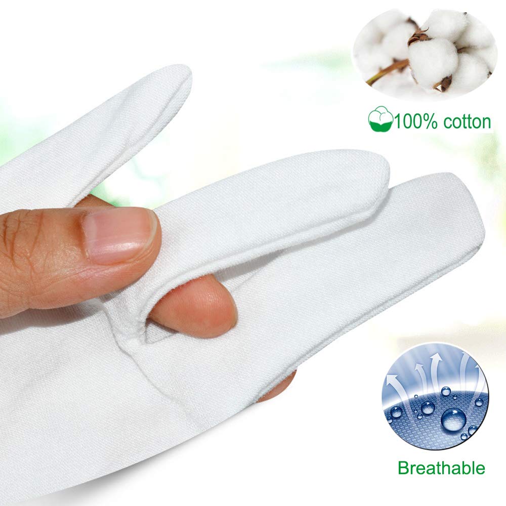 White Cotton Gloves Large for Moisturizing Dry Hands 10 pair. 