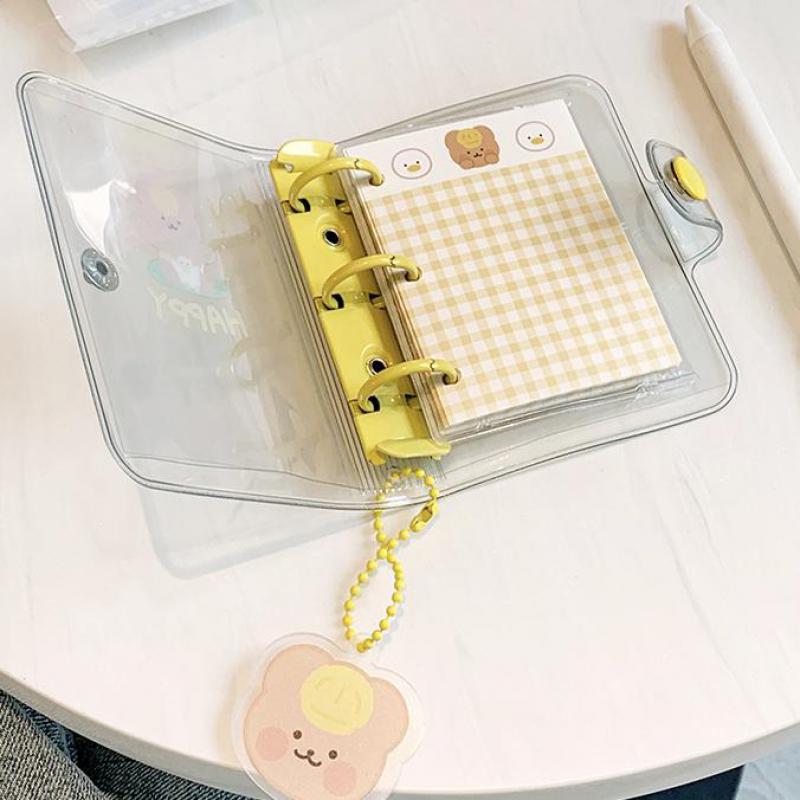【happy one】Mini Size Clear 3 Ring Loose-leaf Notebook Set School Supplies Ring Planner Presented By Kevin&sasa Crafts. 