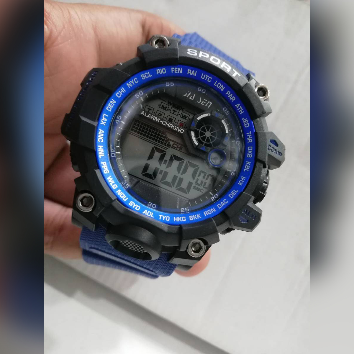Rubber Sports Digital Watch For Men Blue