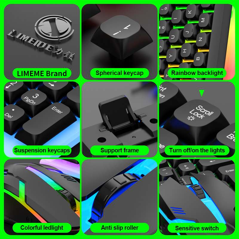 LIMEIDE GTX350 Series Wired 104 Keys Membrane Keyboard Many Kinds of Colorful Lighting Gaming and Office For Windows and IOS. 