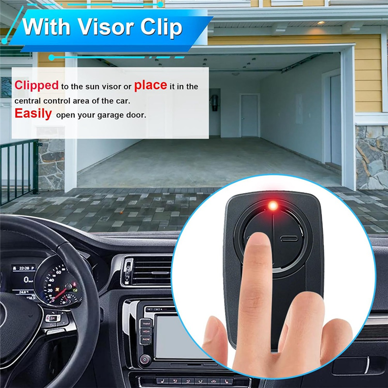 Klik5U-Bk2 Klik3U- Universal 2-Button Garage Door Opener for Red/Orange/Purple/Green/Yellow Learn Button or Dip Switch Easy Install. 