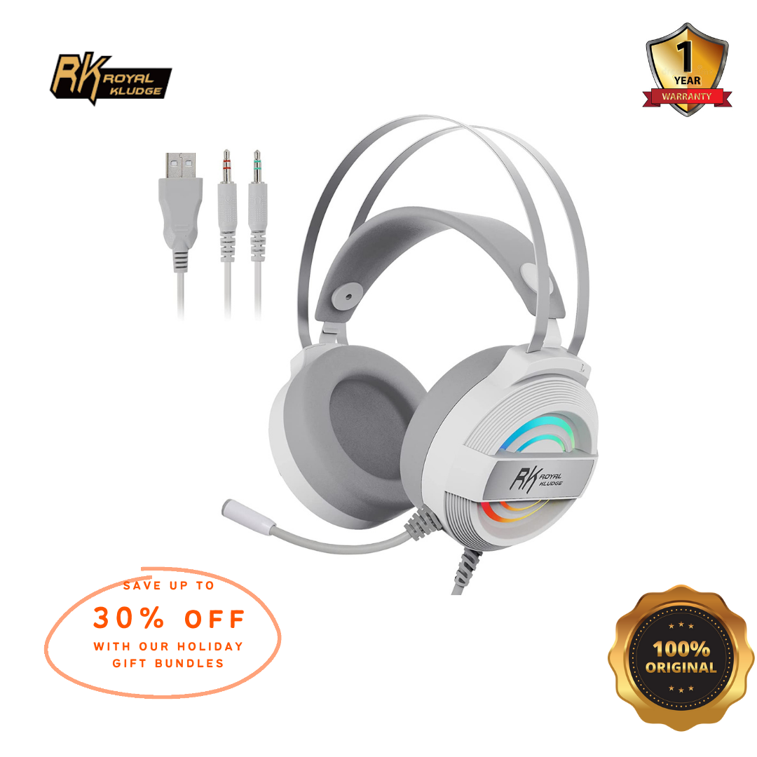 ROYAL KLUDGE RK E6000 Gaming Headset black/white with Microphone