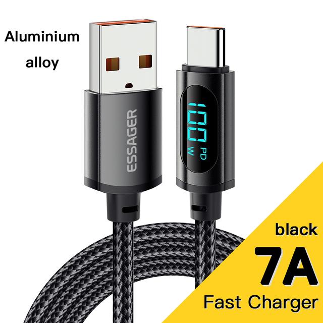 Essager Flagship Store Sent From A Chinese Factory, 100% Brand New 7A PD 100W USB Type C Data Cable To USB C 7A Fast Charging Charger Wire Cord for Xiaomi OPPO Huawei Poco Samsung Display Cord Cable. 