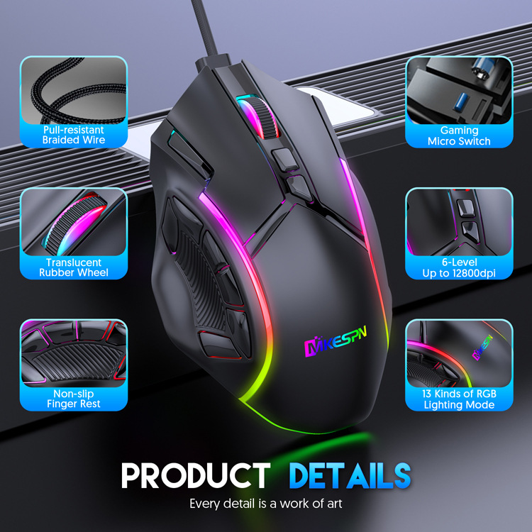 PUBG Pen PC mac grade for ght MaRGB Li12 programmable macro RGB12800DPI Free Heavy Gaming Mouse Keys Gaming Mouse x to 6 notebook computers. 