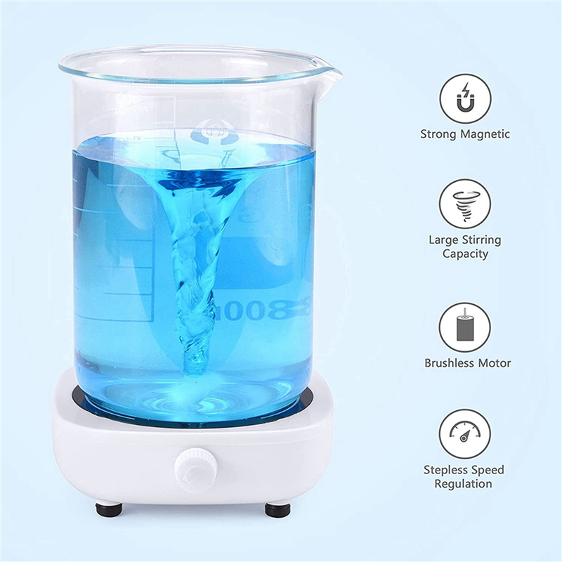 2X Magnetic Stirrer Mini Lab Stir Mixer Portable Stirrer Plate with Stir Bar 2L 4000RPM for Laboratory EU Plug. 