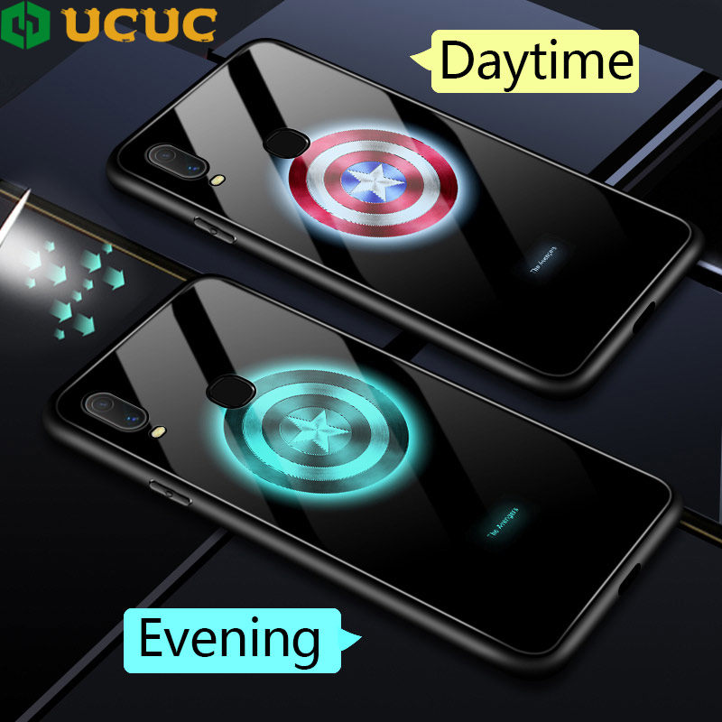 UCUC for Vivo Y11 2019 Y12i Back Cover Handsome Superheroes Ultra Thin Luminous Glass Phone Case for Boys for Man