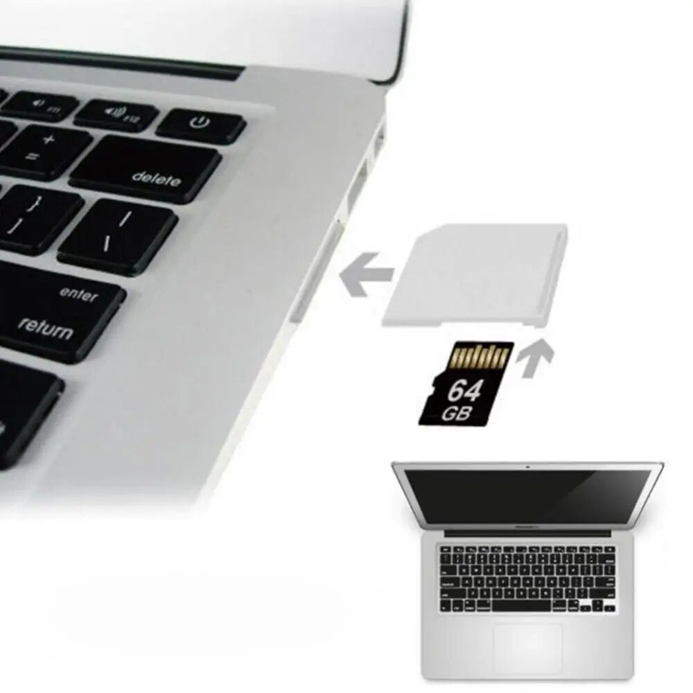 Laptop Mini Micro SD Card Cover Adapter TF Memory to Short SDHC SD Converter Adapter for MacBook Air Pro Memory Card Reader. 