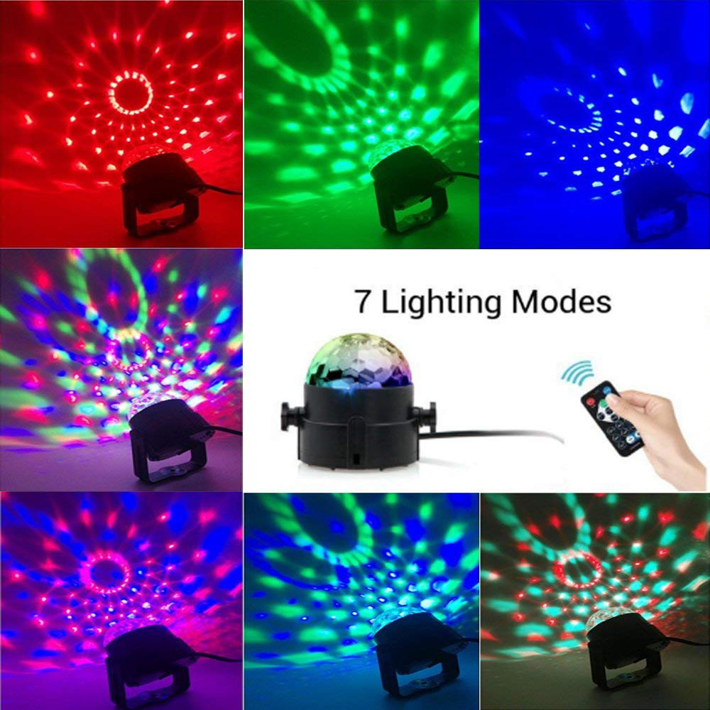 Durable Sound Activated Party Lights with Remote Control Dj Lighting, RBG Disco Ball, Strobe Lamp 7 Modes Stage Par Light for Home Room Dance Parties Birthday DJ Bar (US Plug). 