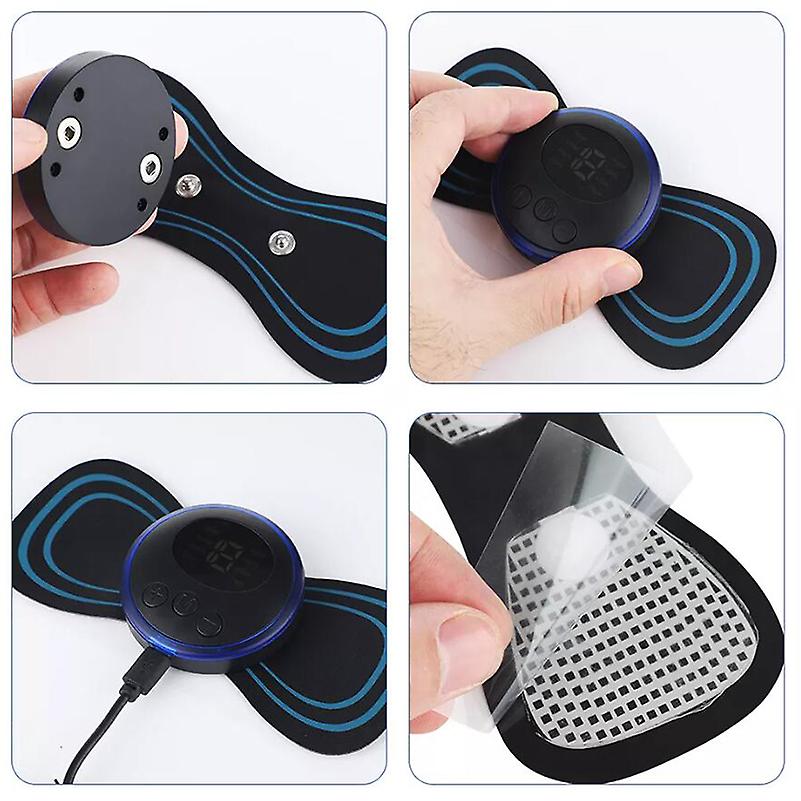 Tens Units EMS Mini Massager with 4 Pads ,Muscle Stimulator Full Body Relax Machine Rechargeable Device for Legs Back Neck Pain Relief Therapy By AF. 