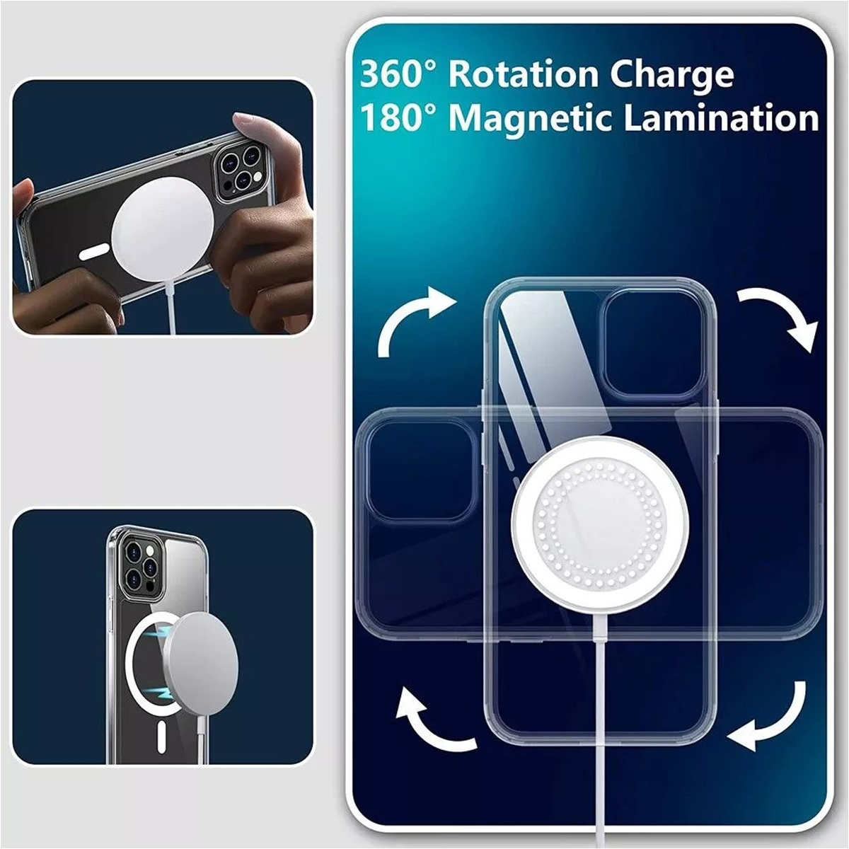 For iPhone 13 Pro Max Magsafe Magnetic Wireless Charging Case Clear Shockproof Soft Silicone Protect Back Cover. 
