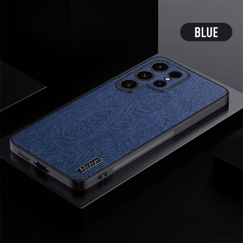 For Samsung Galaxy S24 S23 S22 S21 FE Plus Note 20 Ultra M55 A55 A35 A25 A15 A05 S Phone Case,Business High-end Tree Grain Leather Texture Silicone Cover. 
