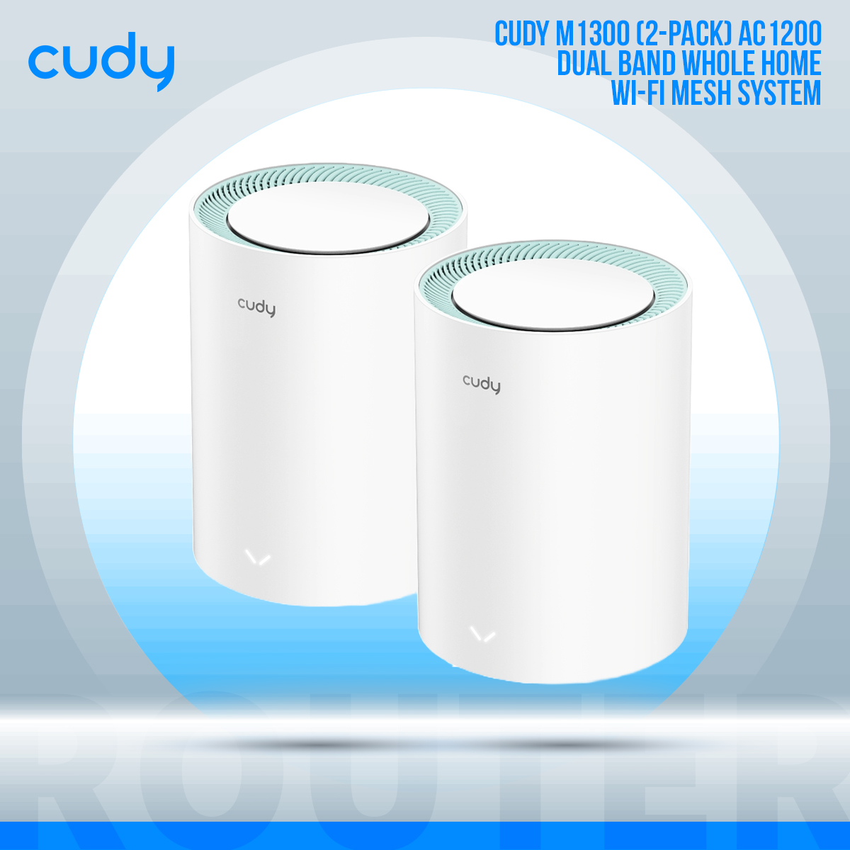 Cudy M1300 (2-Pack) AC1200 Dual Band Whole Home Wi-Fi Mesh System - 867Mbps on 5GHz and 300Mbps on 2.4GHz - 2 Gigabit Ethernet Ports - White. 