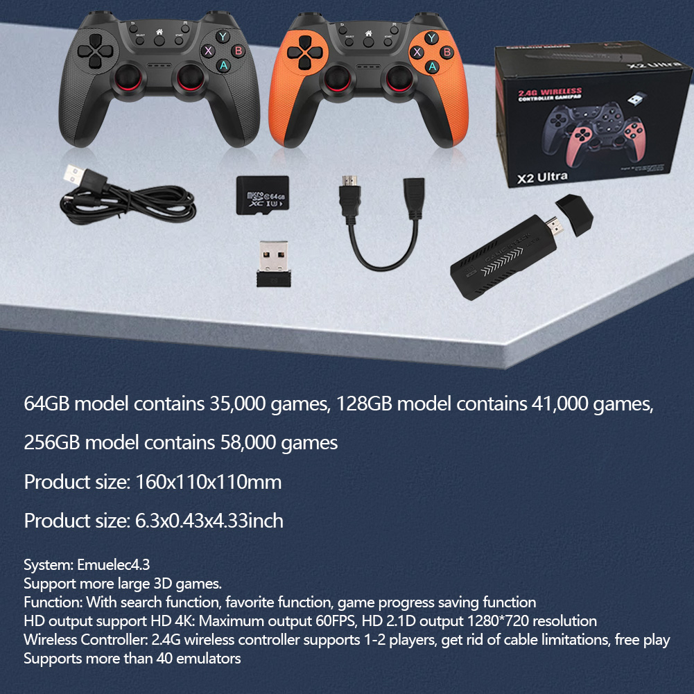 X2 Ultra Video Game Stick Console 4K HDMI-compatible Output 35000+Games 2.4G Wireless Controller 35000+Games Handheld Emulators. 