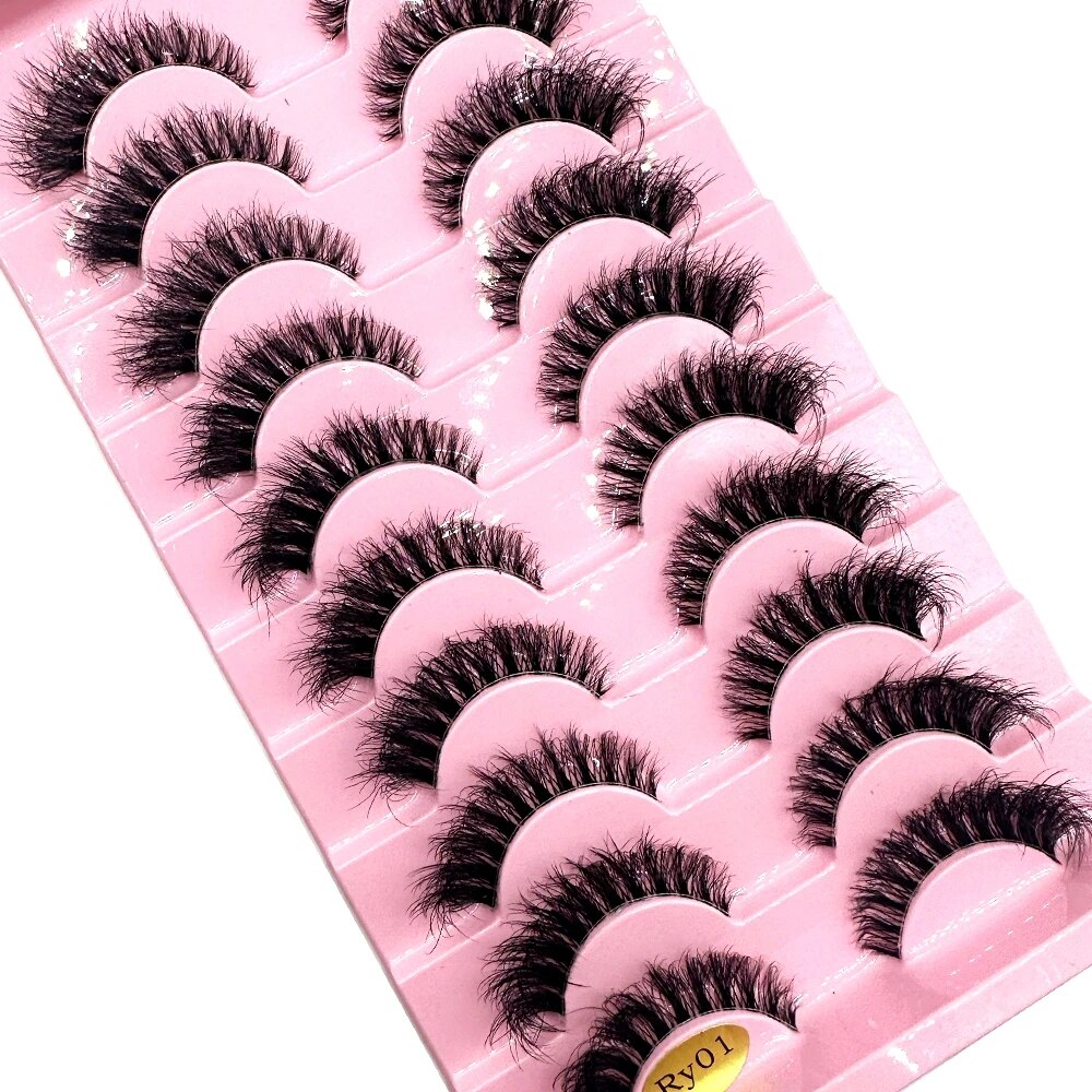 New 10 Pairs Mink Lashes 3D Mink Eyelashes Invisible Band Natural Black Mink False Eyelash Full Strip cilios Reusable Eye Lashes. 