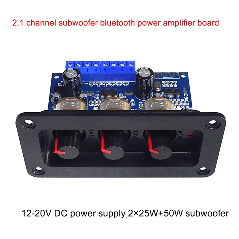 2.1 Channel Digital Power Amplifier Board 2X25W+50W Bluetooth 5.0 Subwoofer Class D Audio Amplifier Board DC 12-20V. 