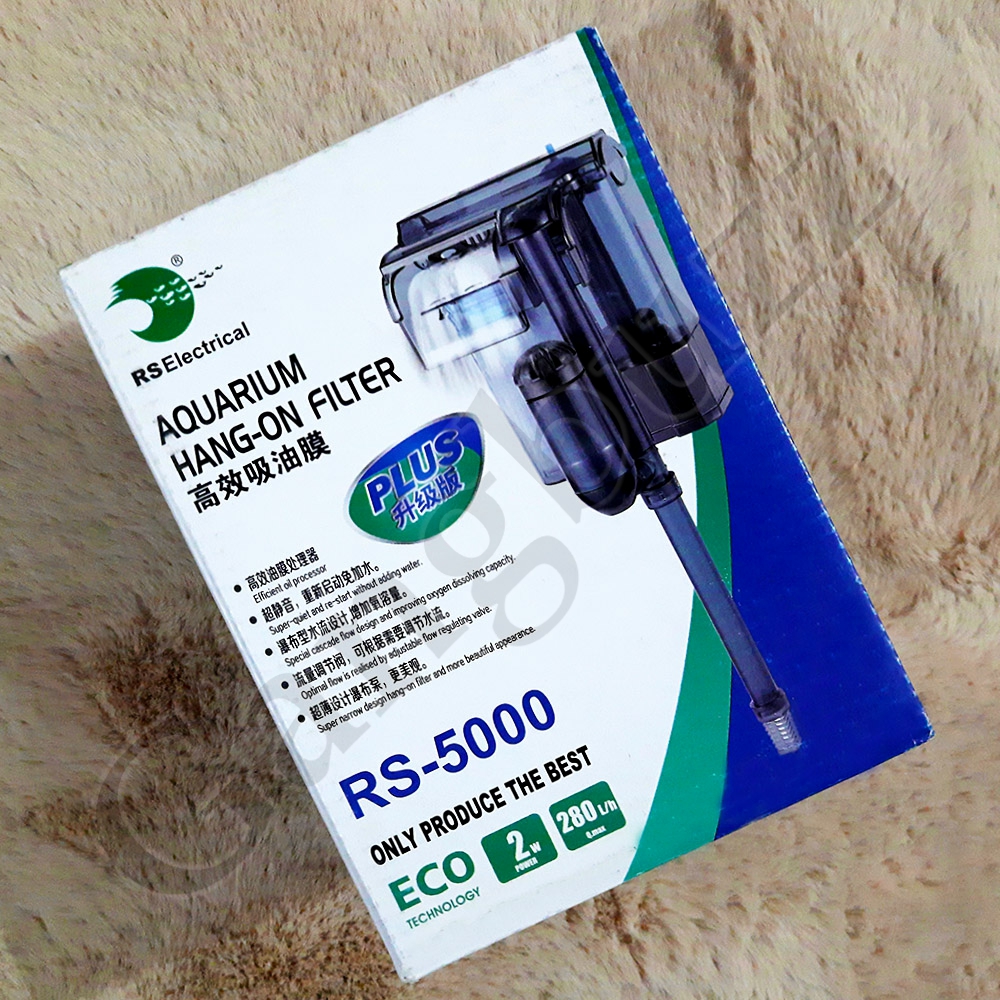 Aquarium Hang-On-Back/Hob Filter – RS-5000 - High-Quality Waterfall Style Bio Filter for Both Mechanical and Biological Filtration For Freshwater & Marine Water Tank.. 