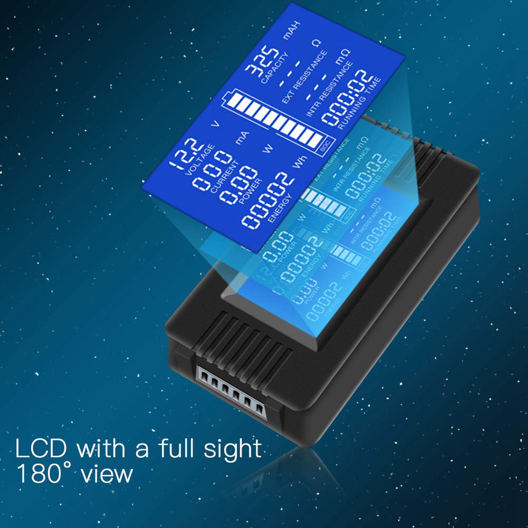 2X DC Multifunction Monitor Meter LCD Display Meter (Widely Applied to 12V/24V/48V RV/Car ). 
