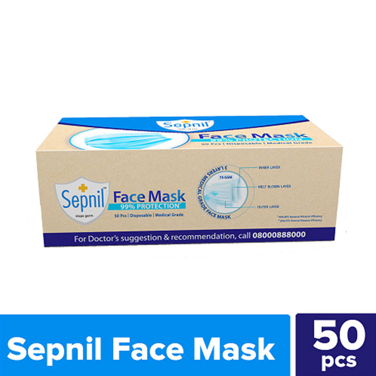 Sepnil Face Mask Box - 50 Pcs Box. 
