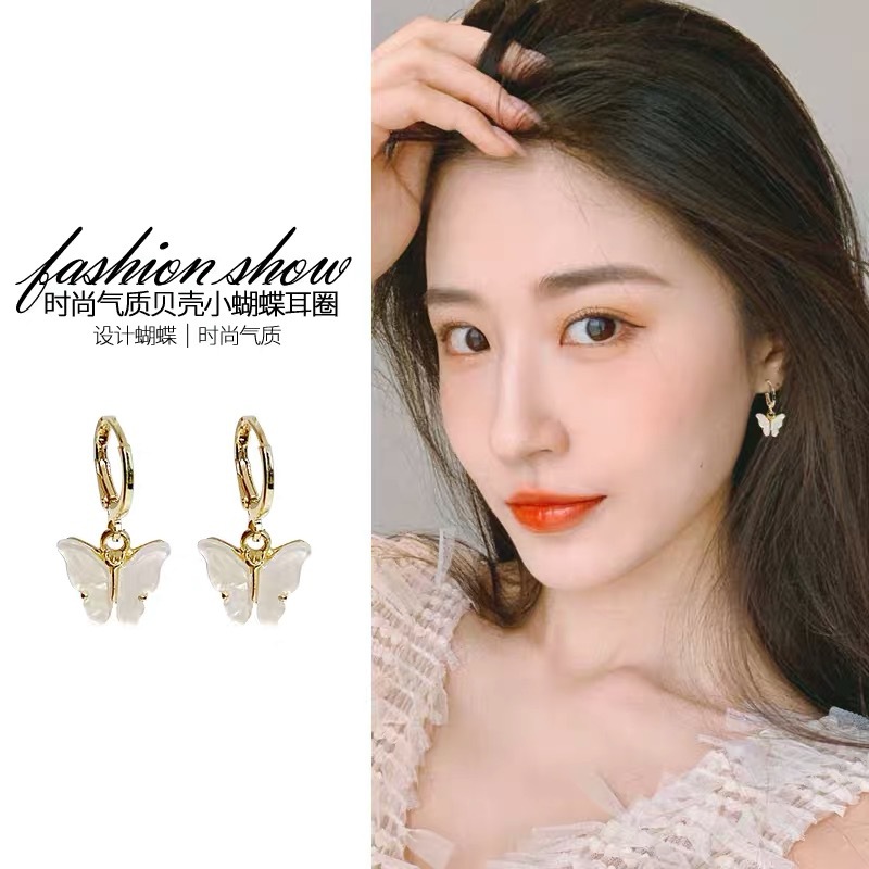 Jennie's same butterfly earrings, French socialite style s925 silver temperament, elegant and simple ins, versatile earrings