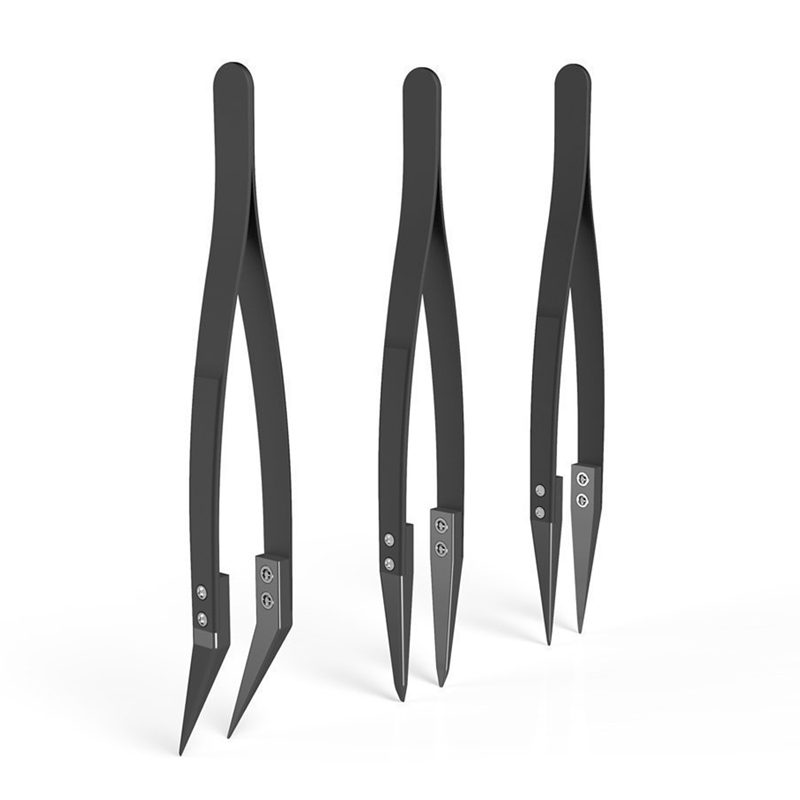 Black Ceramic Tweezers Set - Antistatic,Anticorrosion,Antimagnetic,Highly Heat Resistant(3Pack)