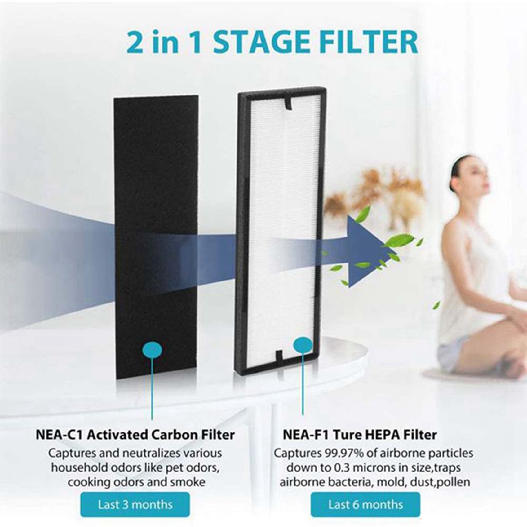 1 HEPA Replace Filters + 4 Activated Carbon Filters,for Eureka NEA120. 