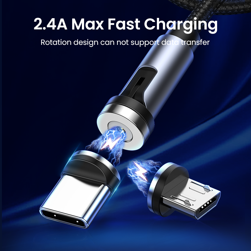 UGREEN USB Magnetic Charging Cable 360 Degree Rotating Right Angled Fast Charging Micro USB Type C Phone Charger Data Cable for Android Phone Samsung Xiaomi Huawei Google. 