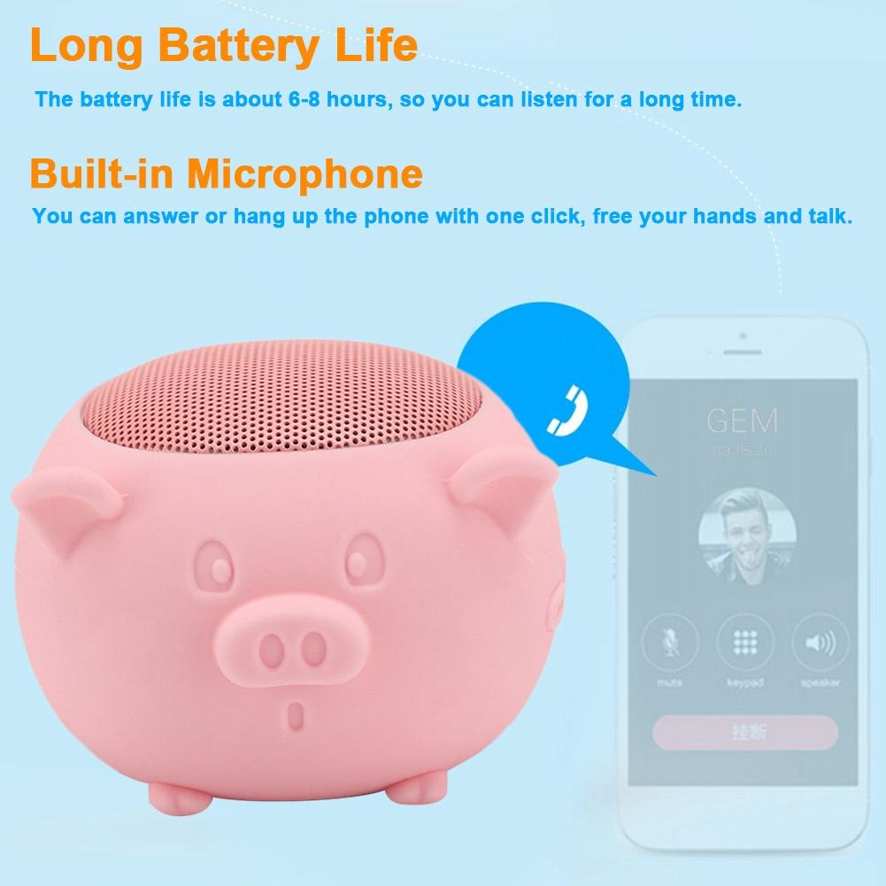 Bicaquu Bluetooth Speaker Lovely Pig Mini Wireless 5.0 Built-in Mic for Home/Traveling/Outgoing Long Life. 